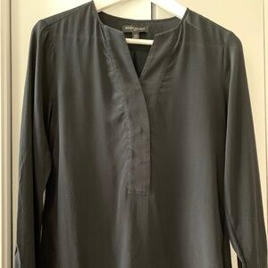 Silk black long sleeve tunic blouse XS
